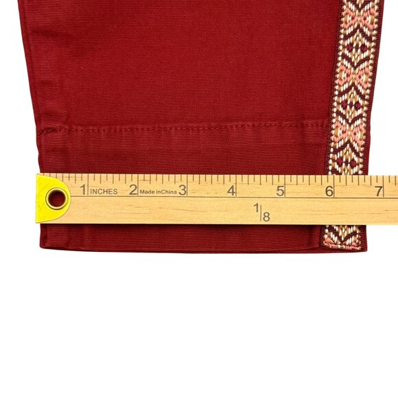 Anthropologie Women's Burgundy Pants Size 4 W/ Embroidered Side Stripes NWT - Picture 13 of 16
